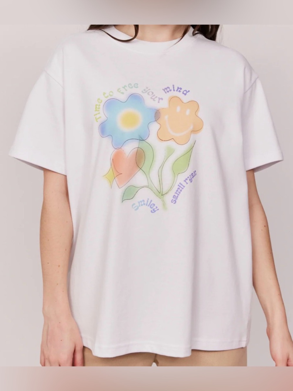 “Samii Ryan x Smiley®” Floral Oversized Graphic Tee